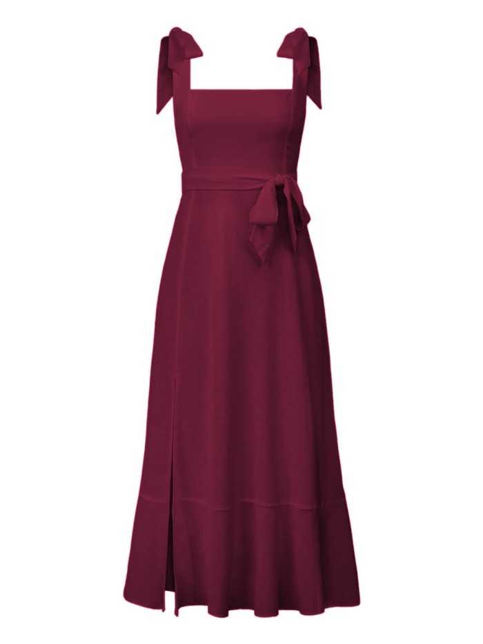 Women's Fashion Solid Color A-Line Casual Sexy Elegant Maxi Dress