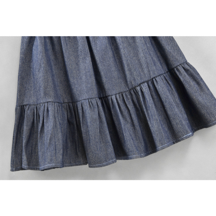 Women's Fashion Solid Color Casual Mini Ruffle Denim Skirt