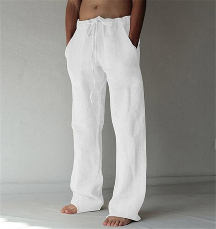 Men's Casual  Solid Color Daily Loose Drawstring Sports Wide Leg Pants