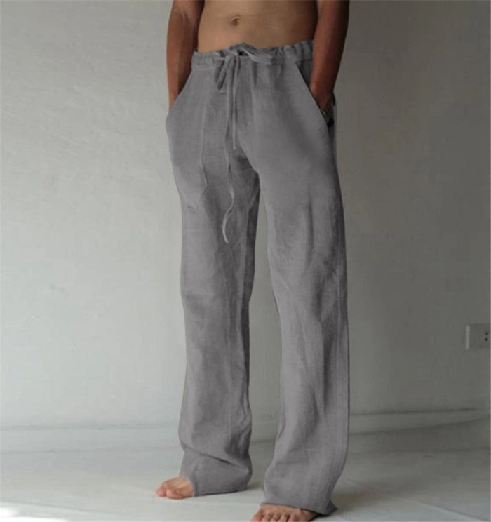 Men's Casual  Solid Color Daily Loose Drawstring Sports Wide Leg Pants