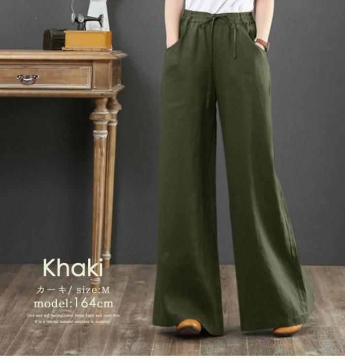Casual Loose Elastic Waist Straight Solid Color Oversized Wide Leg Pants