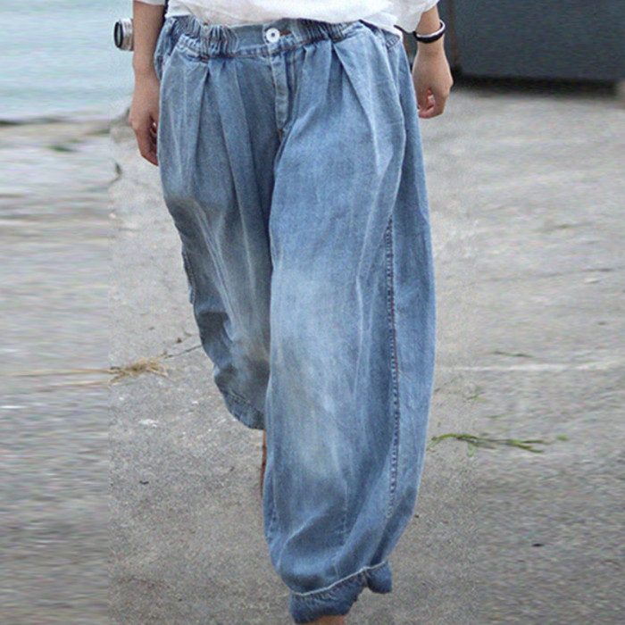 Fashion Street Ladies Loose Elegant Button Casual Jeans