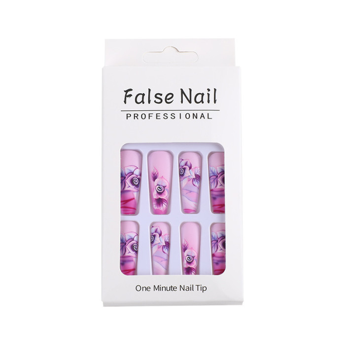24PCS Fashionable and Exquisite Ballet Nail 3D Stereo Rose Scrub Nails