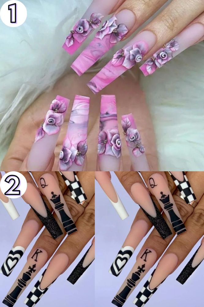 24PCS Fashionable and Exquisite Ballet Nail 3D Stereo Rose Scrub Nails