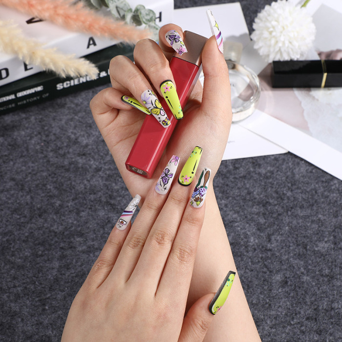 Trendy Ballerina Mushroom Butterfly Matte Wearable Nail Art