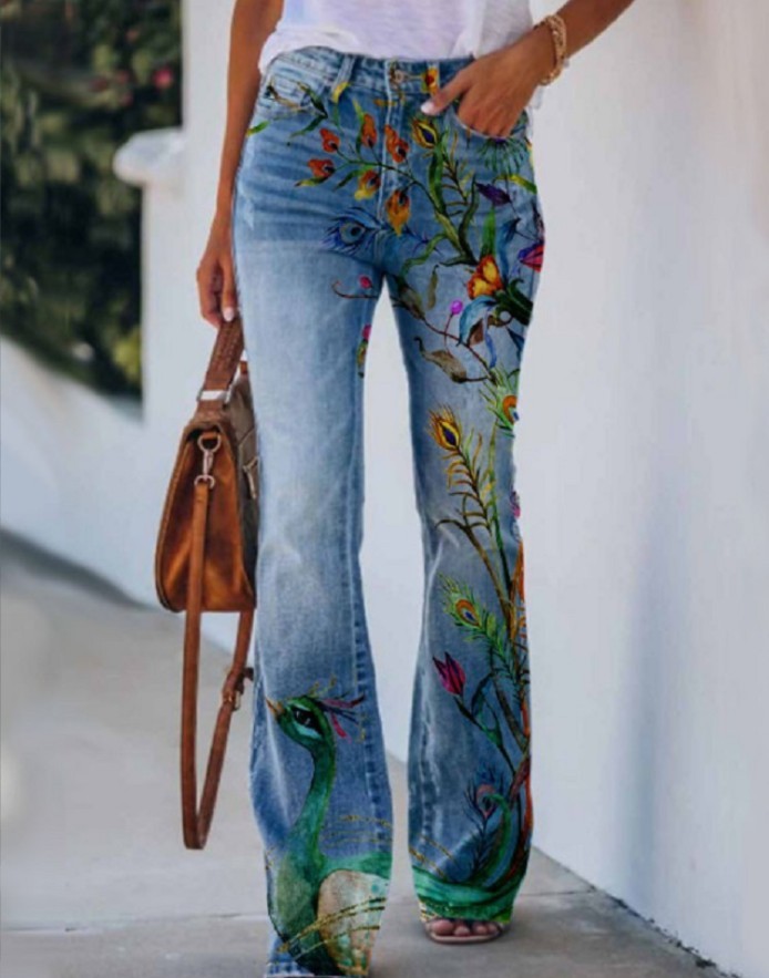 Women's Printed Loose Casual Jeans