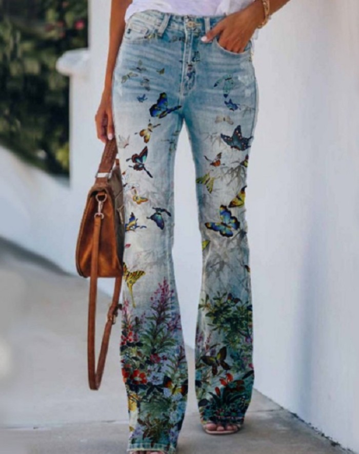 Women's Printed Loose Casual Jeans