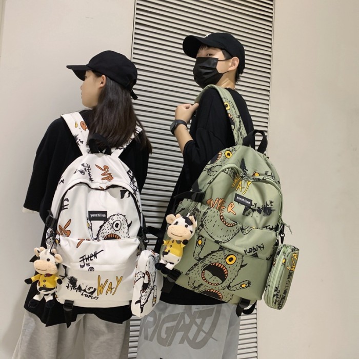 Fashion Graffiti Student School Bag Alphabet Portable Large Capacity Backpack