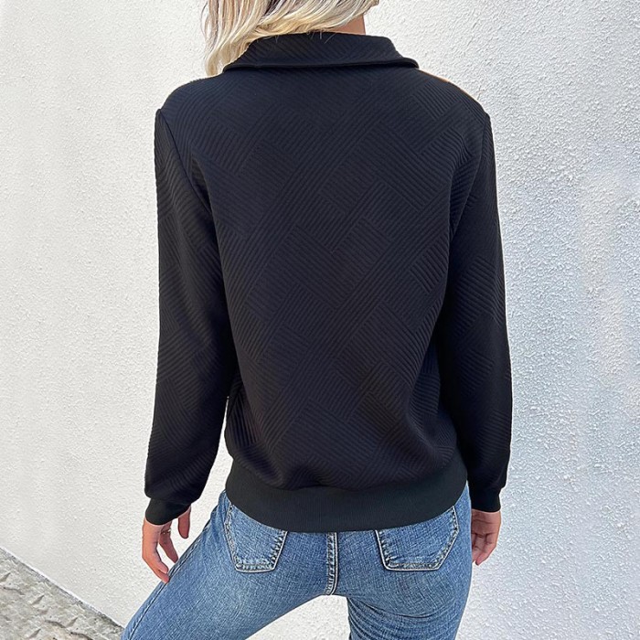 Women's Fashion Plaid Stitching Slim Fit Long Sleeve Top Pullover Sweatshirts
