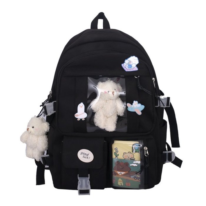 Girls Backpack Multi-Pocket Harajuku Cute Casual Backpack