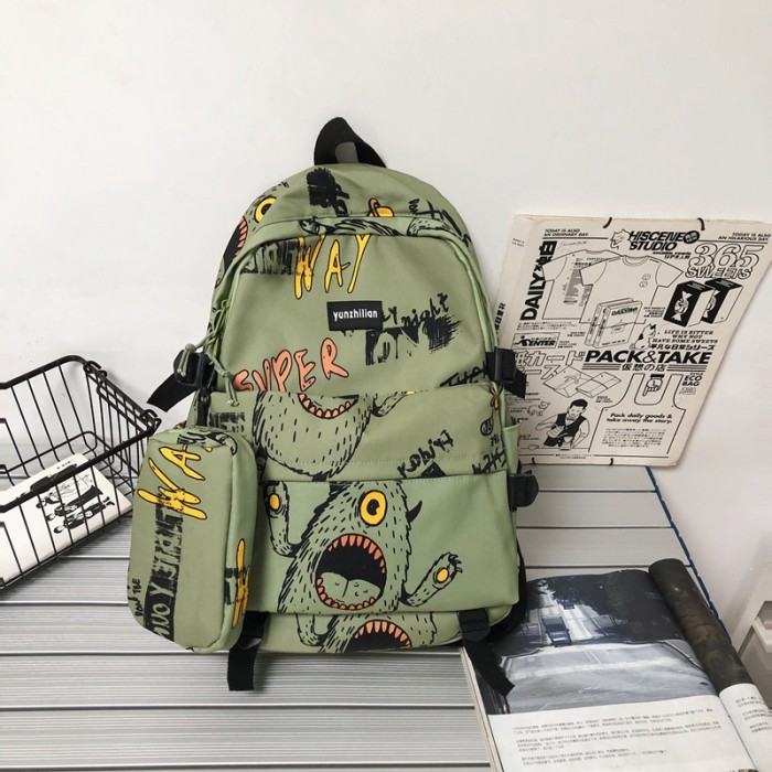 Fashion Graffiti Student School Bag Alphabet Portable Large Capacity Backpack