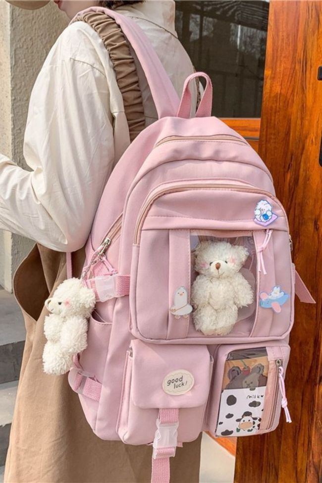 Girls Backpack Multi-Pocket Harajuku Cute Casual Backpack