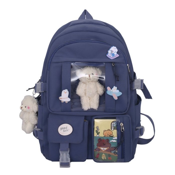 Girls Backpack Multi-Pocket Harajuku Cute Casual Backpack
