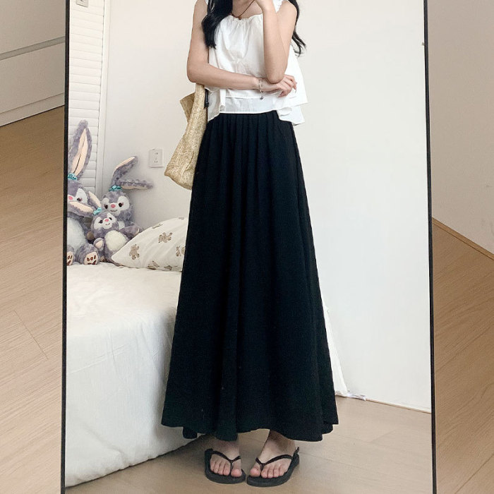 Women's Fashion Solid Color Casual Loose A-Line Skirt