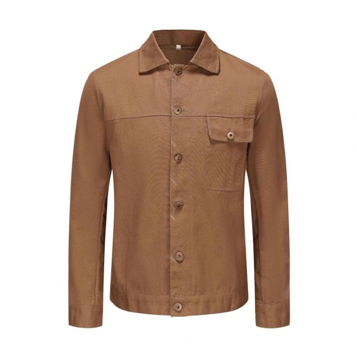 Men's Cost Lapel Single Breasted Pocket Casual Street Vintage Jacket