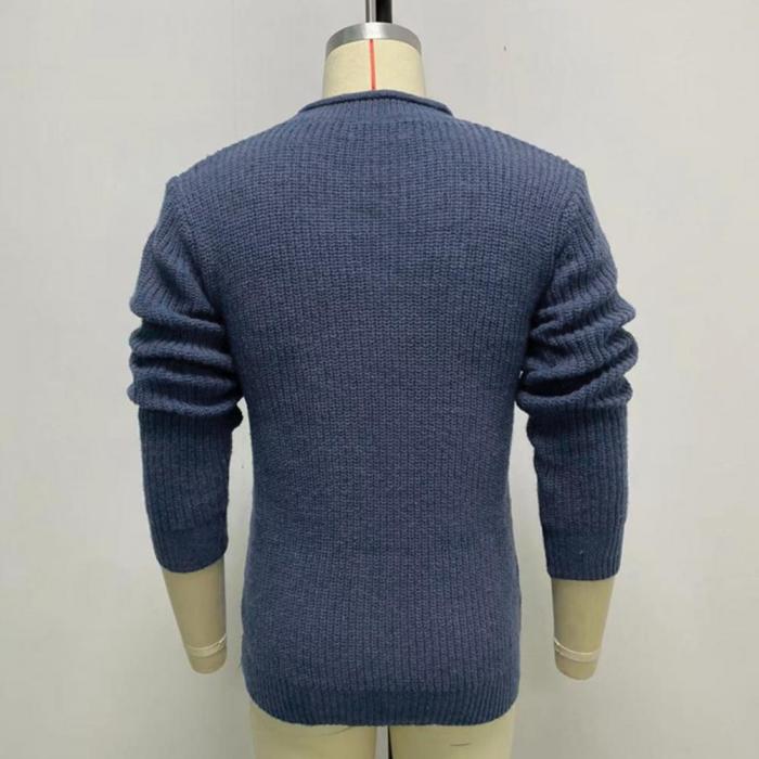 Men'S Long Sleeves Solid Color Thicken Round Neck Knitting Sweater