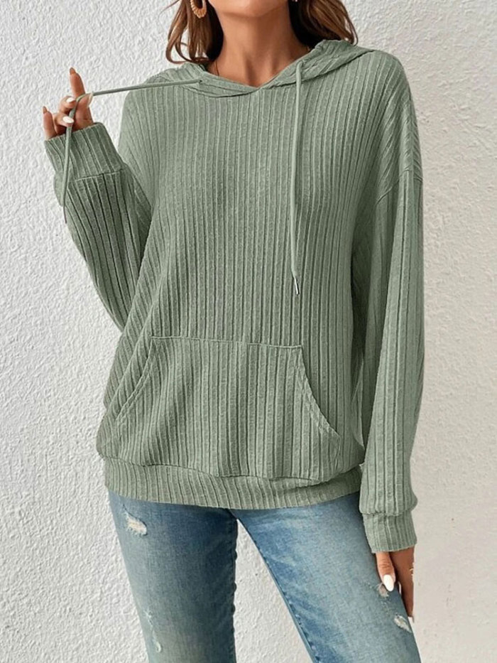 Fashion Casual Solid Color Loose Long Sleeve Knitted Sweater Hoodie