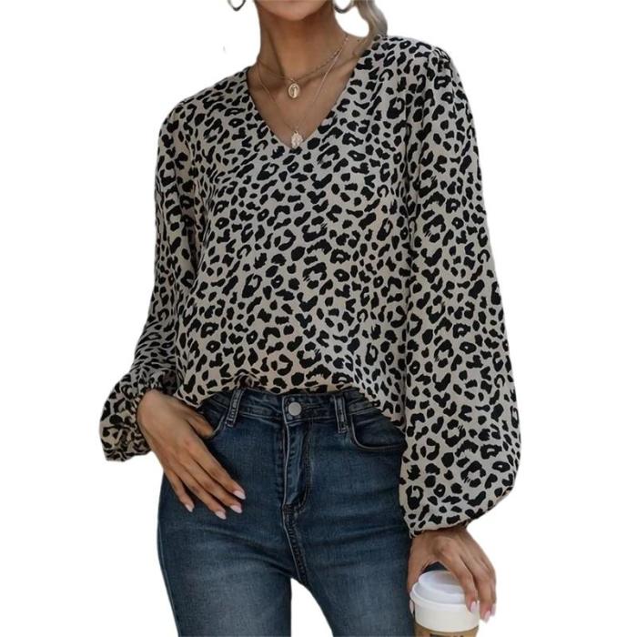 Women's Fashion V Neck Long Sleeve Elegant Casual Top Blouses & Shirts