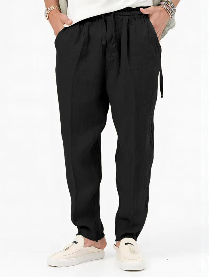 Men's Cotton Linen Fashion Breathable Solid Color Casual Pants