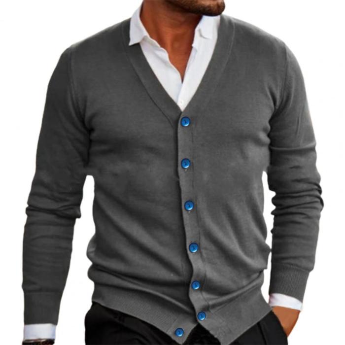 Men's Knit Single Breasted Solid Color Cardigan Sweater Cardigan