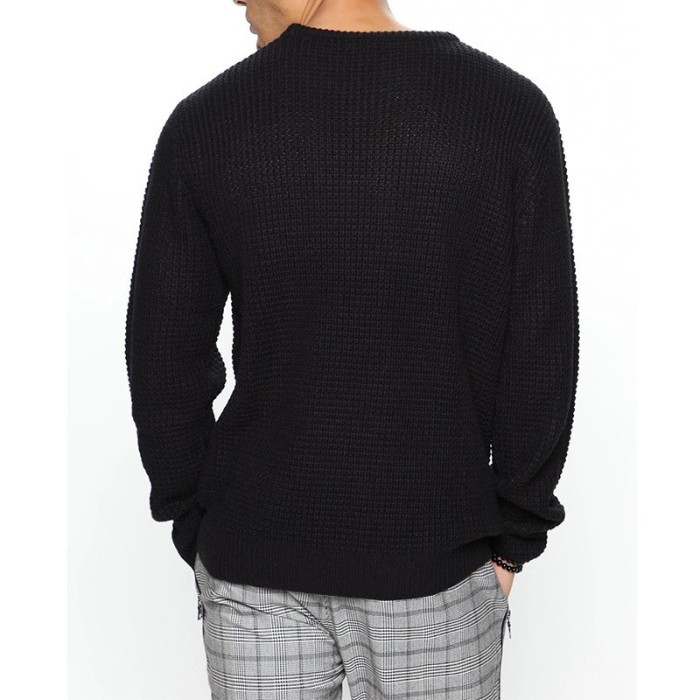 Men's Fashion Loose Knit Top O Neck Casual Solid Color Sweater