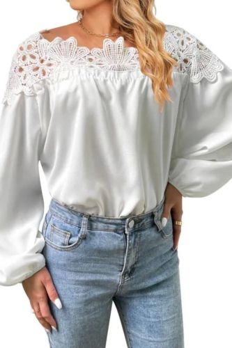Women's Fashion Long Sleeve Casual Elegant Lace  Blouses & Shirts Top