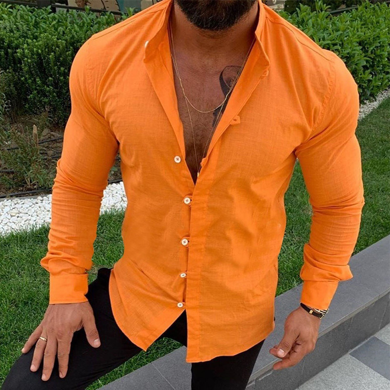 Men's Vintage Solid Color Cotton Linen Loose Long Sleeve Casual T-Shirt