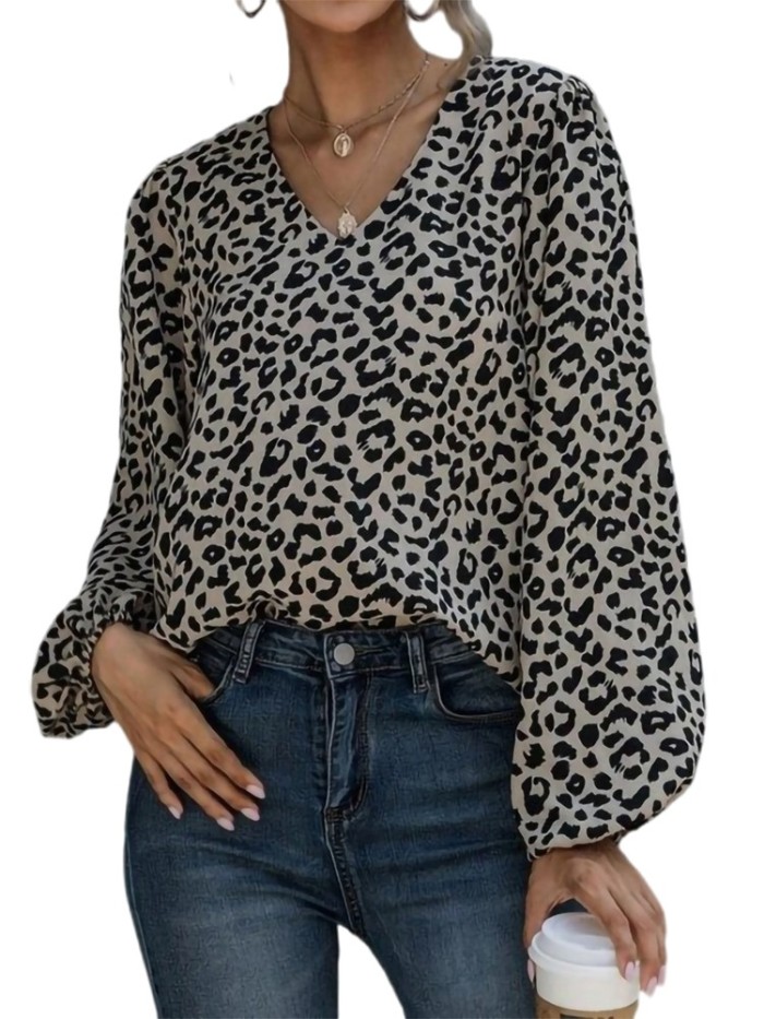 Women's Fashion V Neck Long Sleeve Elegant Casual Top Blouses & Shirts