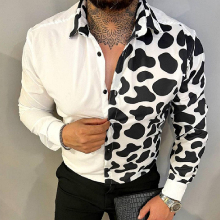 Fashion Long Sleeve Button Up Men's Stand Collar Fashion Polo Shirt