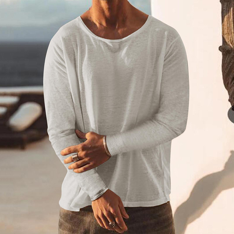 Men's Casual Solid Color Fashion Loose O Neck T Shirts Top