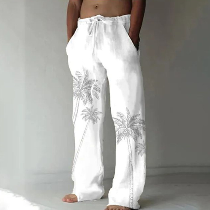 Men's Bottom Fashion Print Casual Drawstring Pocket Straight Leg Sweatpants