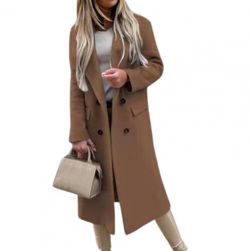 Women's Elegant Winter Outerwear Solid Color Warm Double Breasted Casual Coats