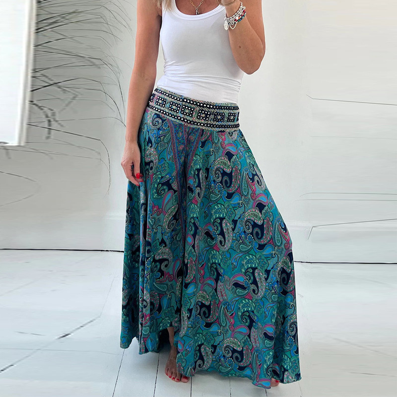 Women's Bohemian Print Wide Leg Trousers