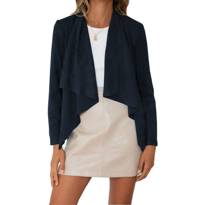 Women's Fashion Loose Casual Jacket Cardigan Solid Color Lapel Office Blazers