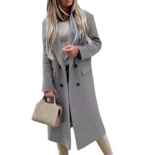 Women's Elegant Winter Outerwear Solid Color Warm Double Breasted Casual Coats