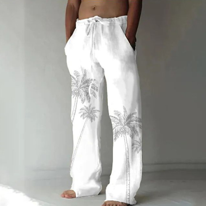 Men's Bottom Fashion Print Casual Drawstring Pocket Straight Leg Sweatpants