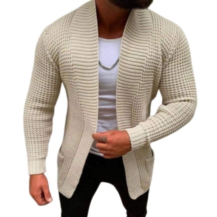 Men's Casual Fashion Jacket Windbreaker Coat Home Sweater Knitted Cardigan