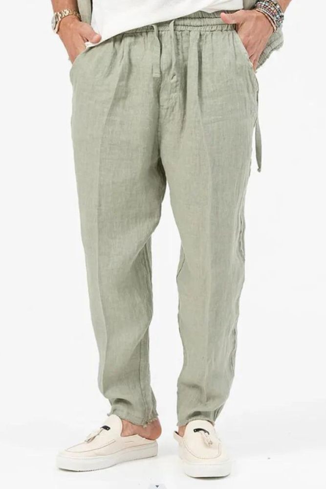 Men's Cotton Linen Fashion Breathable Solid Color Casual Street Pants