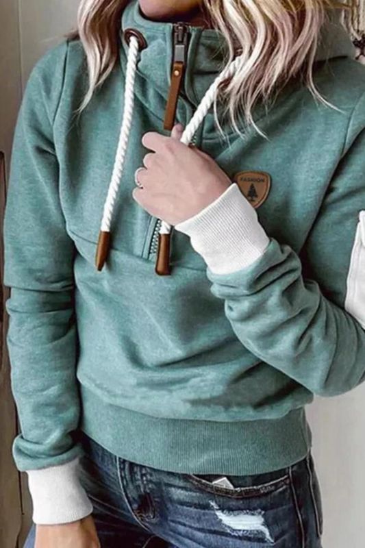 Women's Casual Long Sleeve Top Drawstring Loose Pullover Hooded Sweatshirt