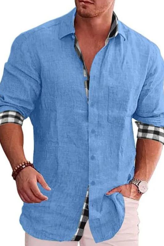 Cotton Linen Loose Casual Long Sleeve Fashion Handsome Men's T-Shirt