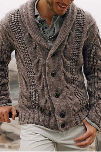 Men's Fashionable Single Breasted Fashion Lapel Oversized Sweater Cardigan