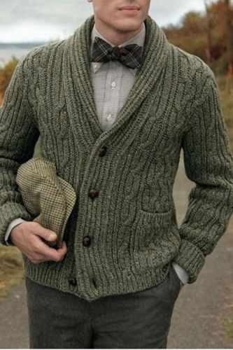 Men's Fashion Casual Retro Sweater Knitted Jacket Tops Cardigan