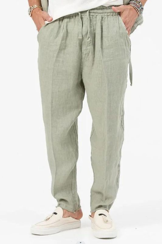 Men's Cotton Linen Fashion Breathable Solid Color Casual  Pants