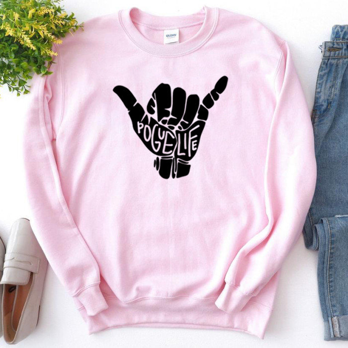 Women's Fashion Casual Finger Print Sweatshirt