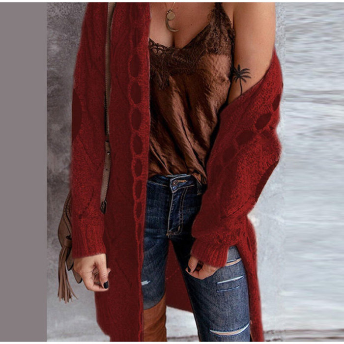 Women Long Sleeved Knit Sweater Fashion Streetwear Cardigan