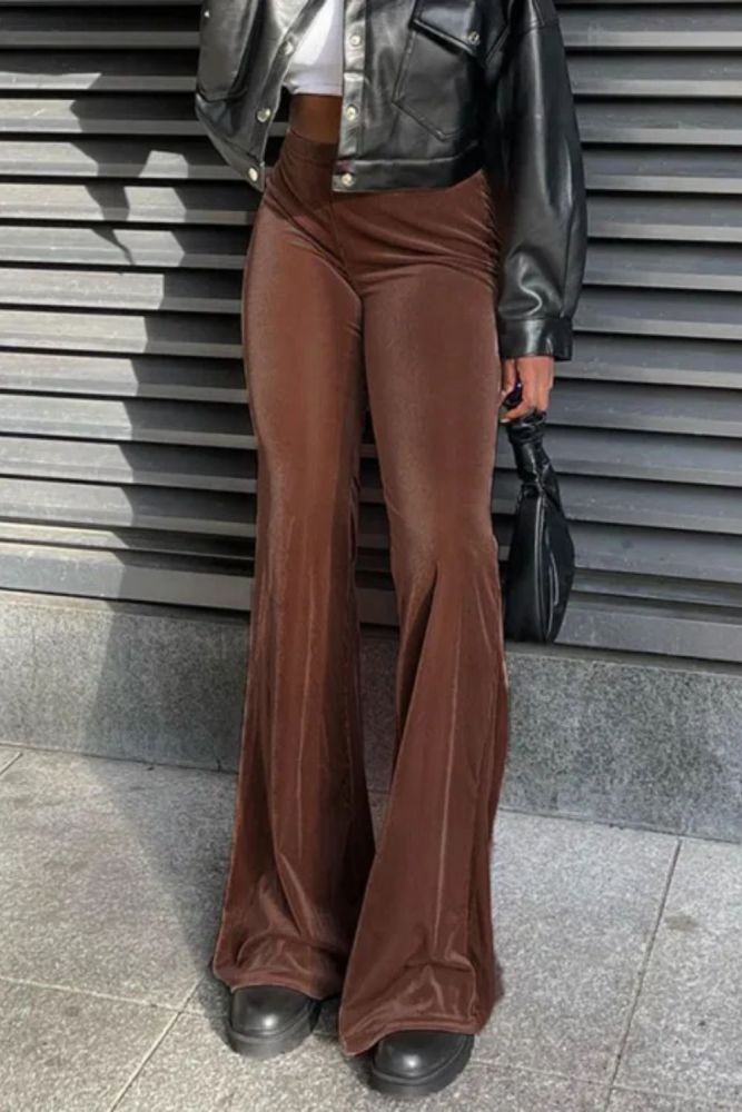 Women Velvet Solid Slim Fit Streetwear Pants