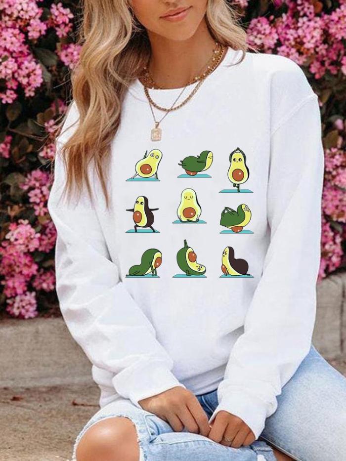 Fashion Cute Graphic O-neck Fashion Casual Print Pullovers Sweatshirts