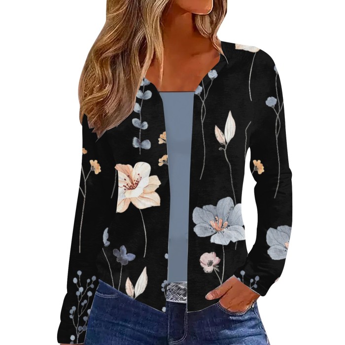 Women's Print Long Sleeve Short Cardigan