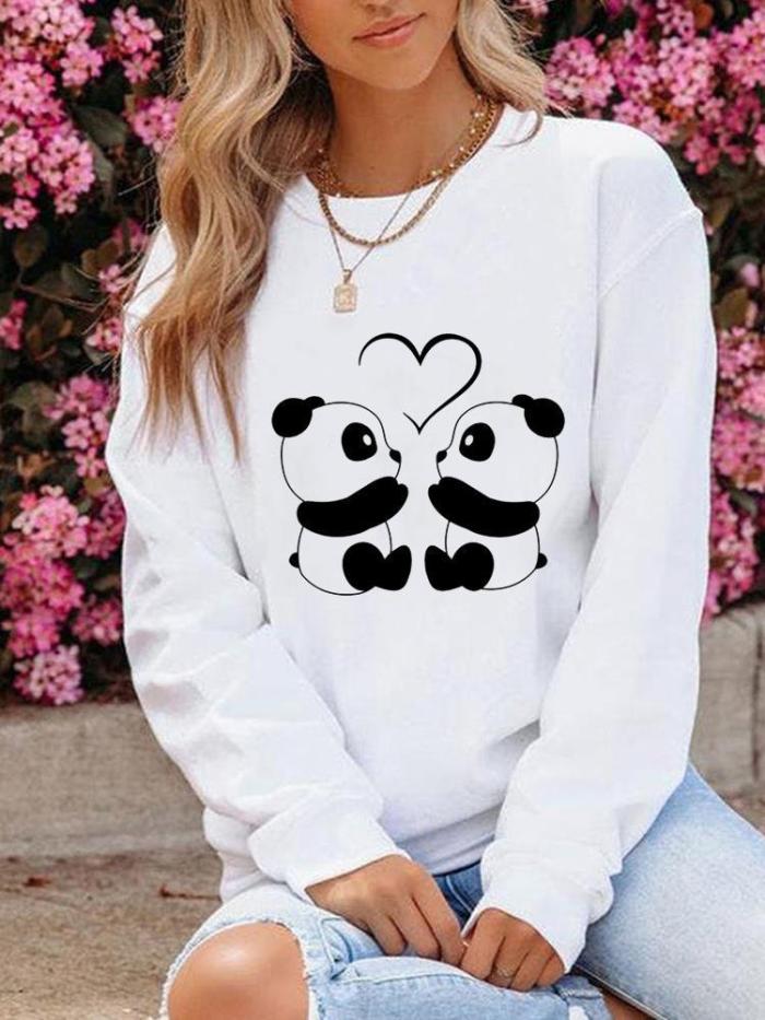 Fashion Cute Graphic O-neck Fashion Casual Print Pullovers Sweatshirts