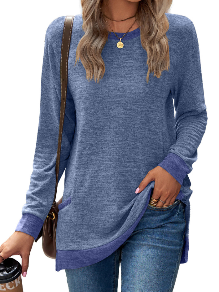 Women Long Sleeve Solid Pockets Lightweight Sweatshirt